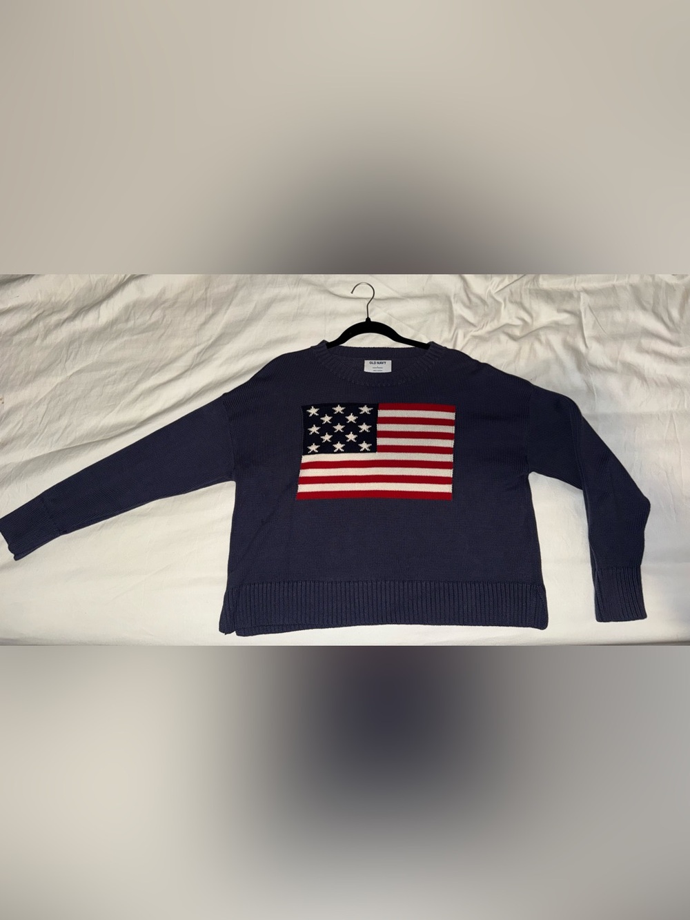 Old Navy Navy Crewneck Sweater with American Flag
